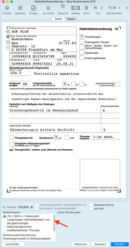 tomedo handbuch medikamenten und heilmittelbudget Langfristiger Heilmittelbedarf 2