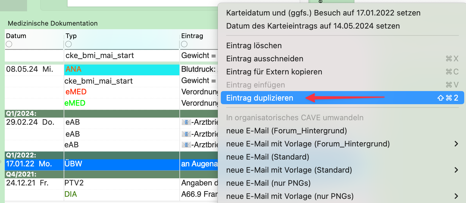 tomedo changelog v143 Kartei