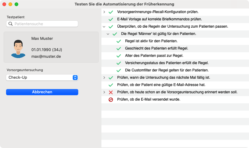 tomedo handbuch frueherkennung automatisierung konfiguration testen ablauf