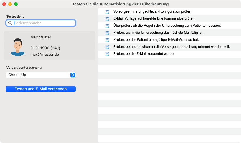 tomedo handbuch frueherkennung automatisierung konfiguration testen start