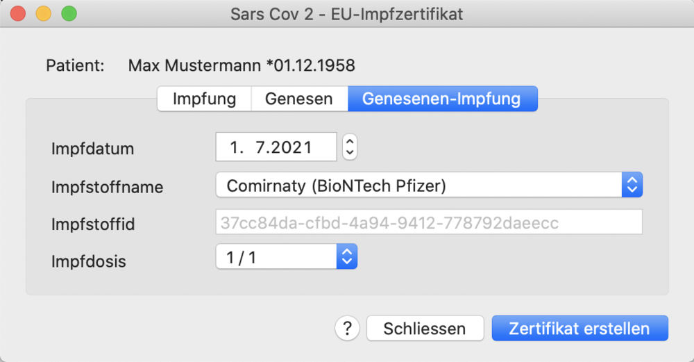 tomedo handbuch impfdoku impfzertfikate eu zert genesenen impfung eingabemaske