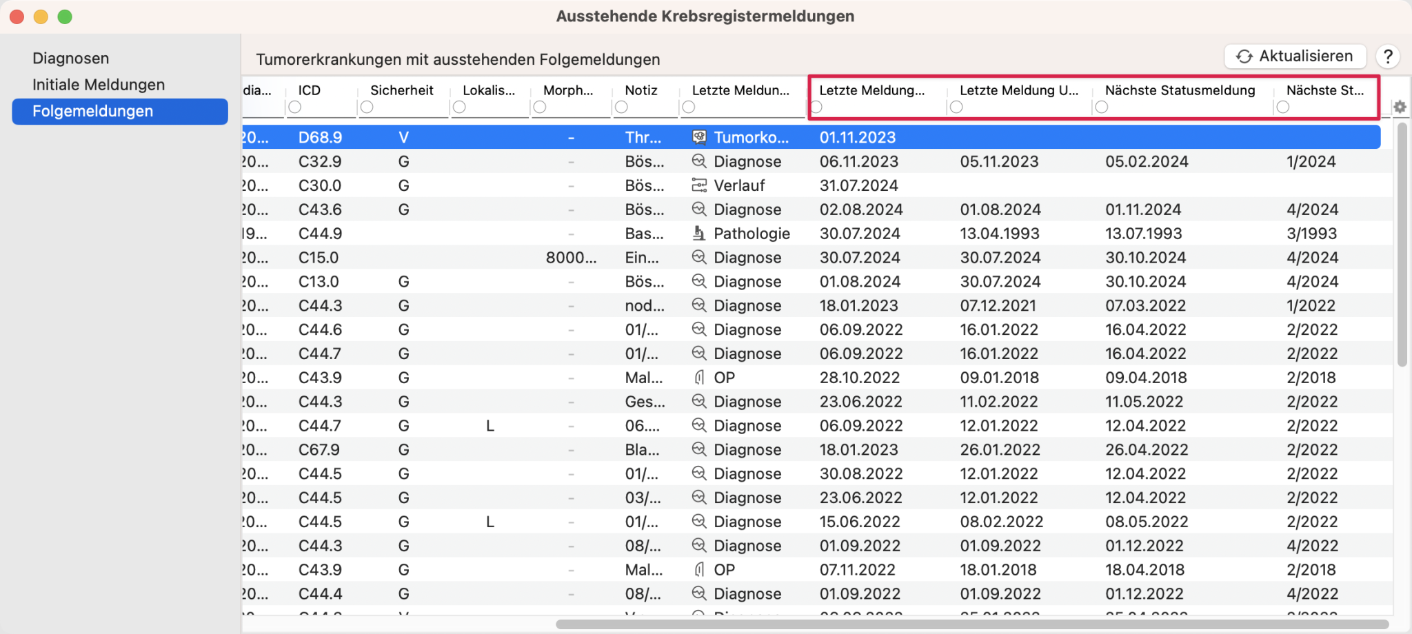 tomedo handbuch elektronische dokumentation krebsregister ausstehende meldungen 1