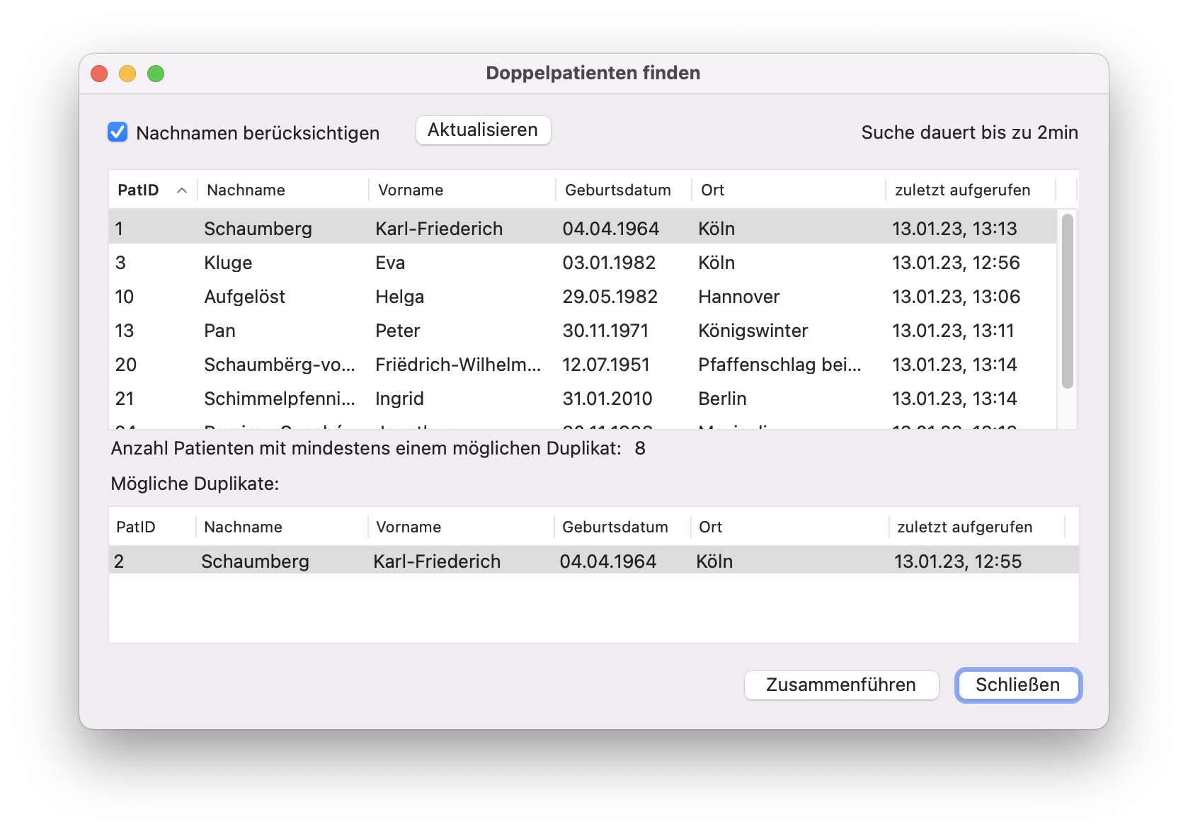 tomedo handbuch patientendetails dopplepatienten finden 2