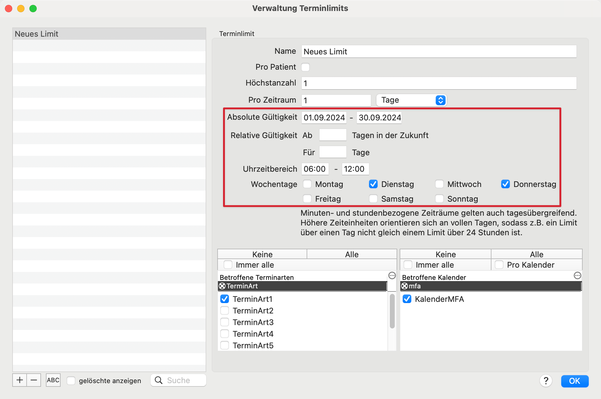 tomedo changelog v1 147 kalender terminlimit