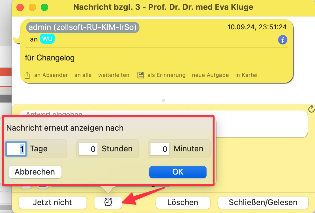 tomedo changelog v1 147 snooze nachrichten