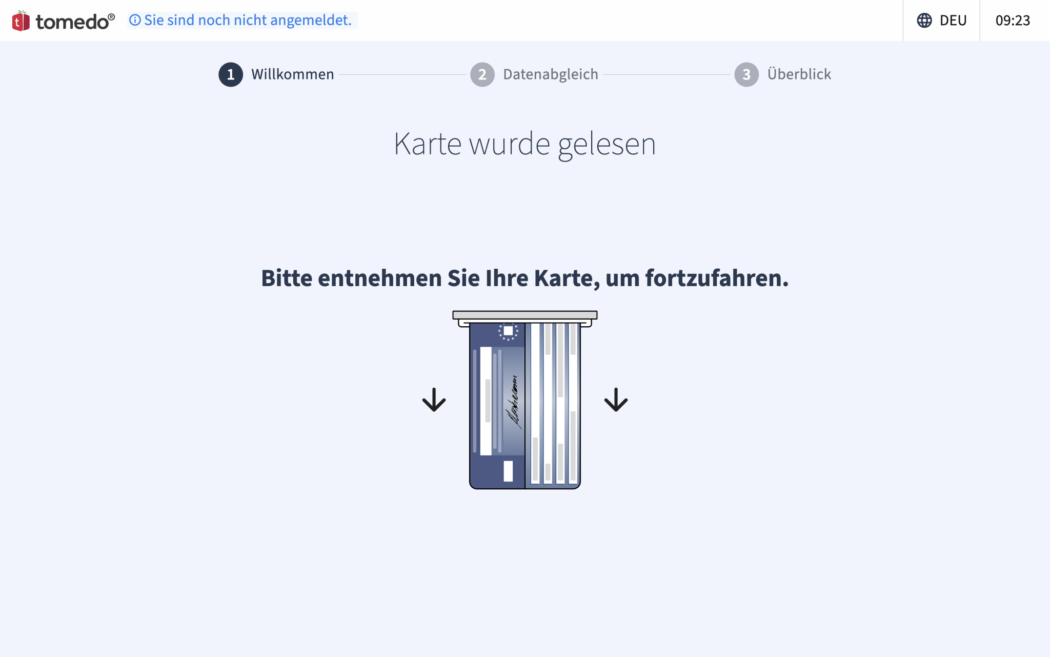 tomedo handbuch kiosk2.0 kiosk modus karte entfernen