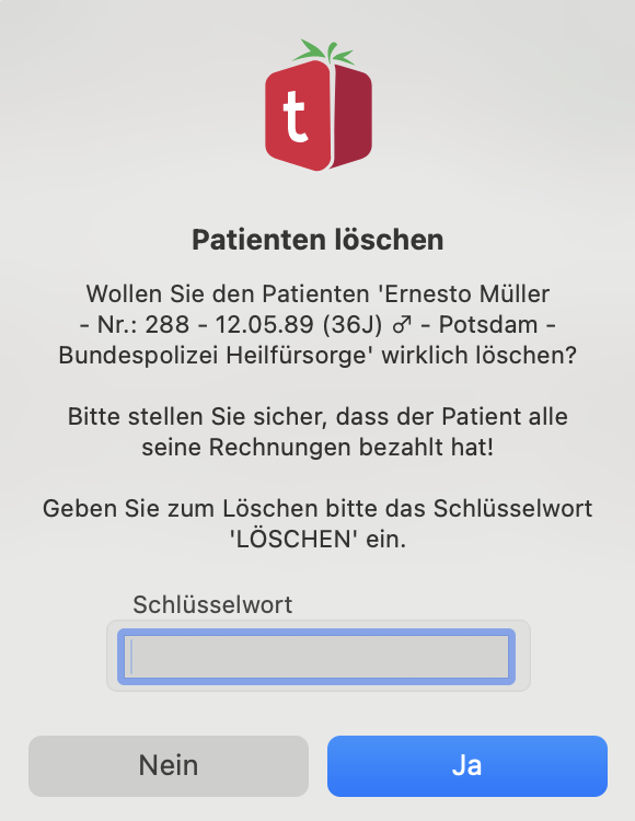 tomedo handbuch patient einzeln loeschen