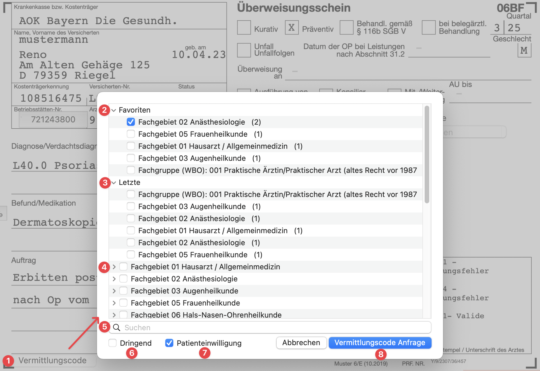 tomedo handbuch tss vermittlungscode