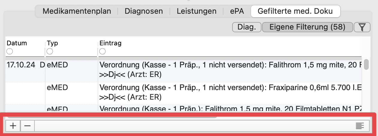 tomedo changelog v1 148 1 Kartei Tabelle