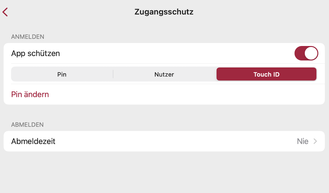 tomedo handbuch ios tagesliste einstellungen app schutz zugangsschutz