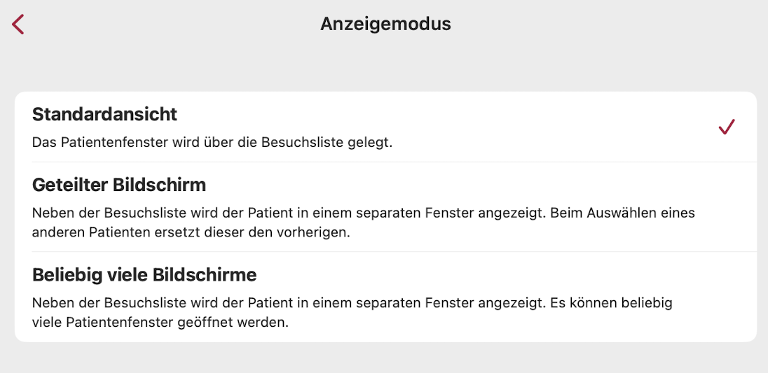 tomedo handbuch ios tagesliste einstellungen erscheinungsbild anzeigemodus