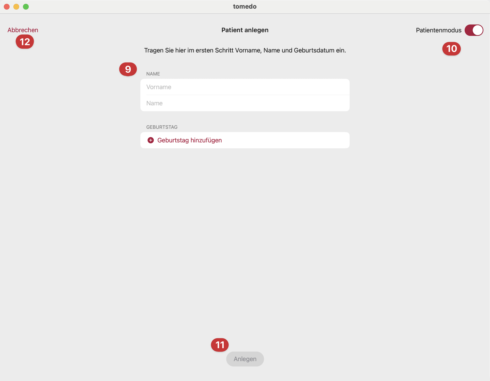 tomedo handbuch ios tagesliste patient anlegen