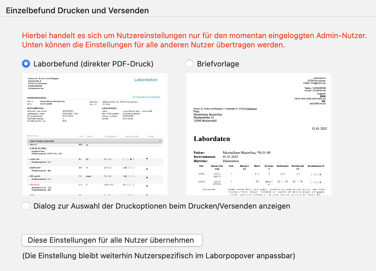 tomedo handbuch labor befund drucken einstellungen admin