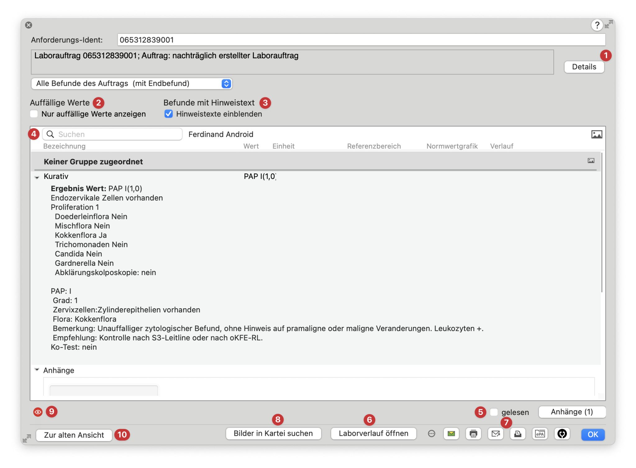 tomedo handbuch labor neue ansicht