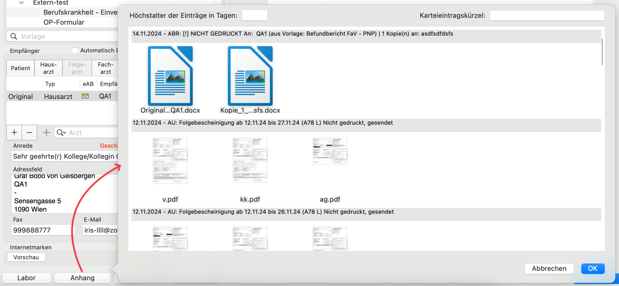 tomedo changelog v1 150 brief erstellen anhang