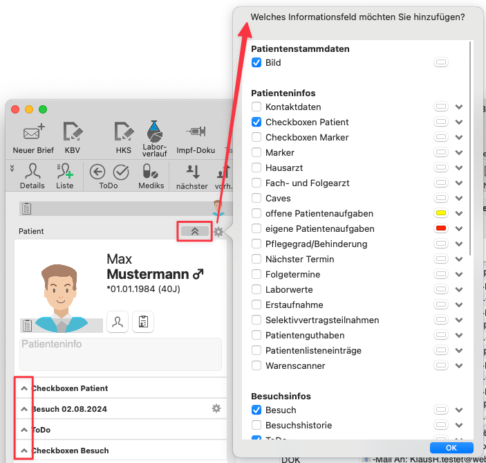 tomedo changelog v1 150 patienten infopanel konfiguration