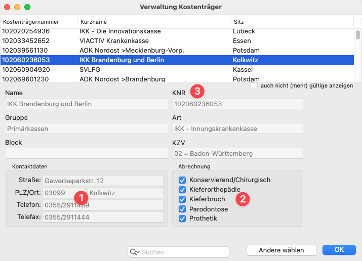 KZV Verwaltung Kostentraeger 0002