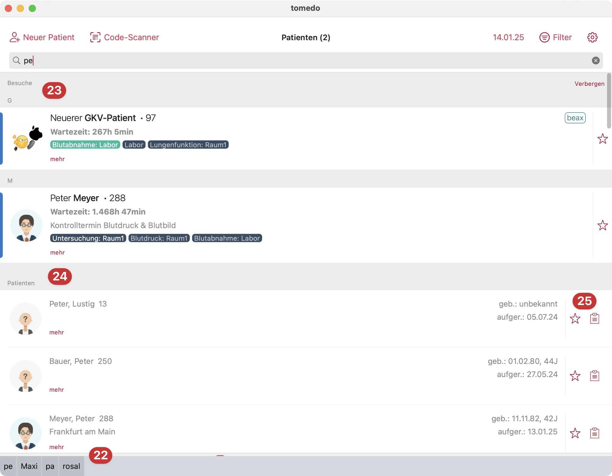 tomedo handbuch ios tagesliste patientensuche