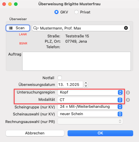 tomedo handbuch radiolgoie Ueberweisungsinfo2