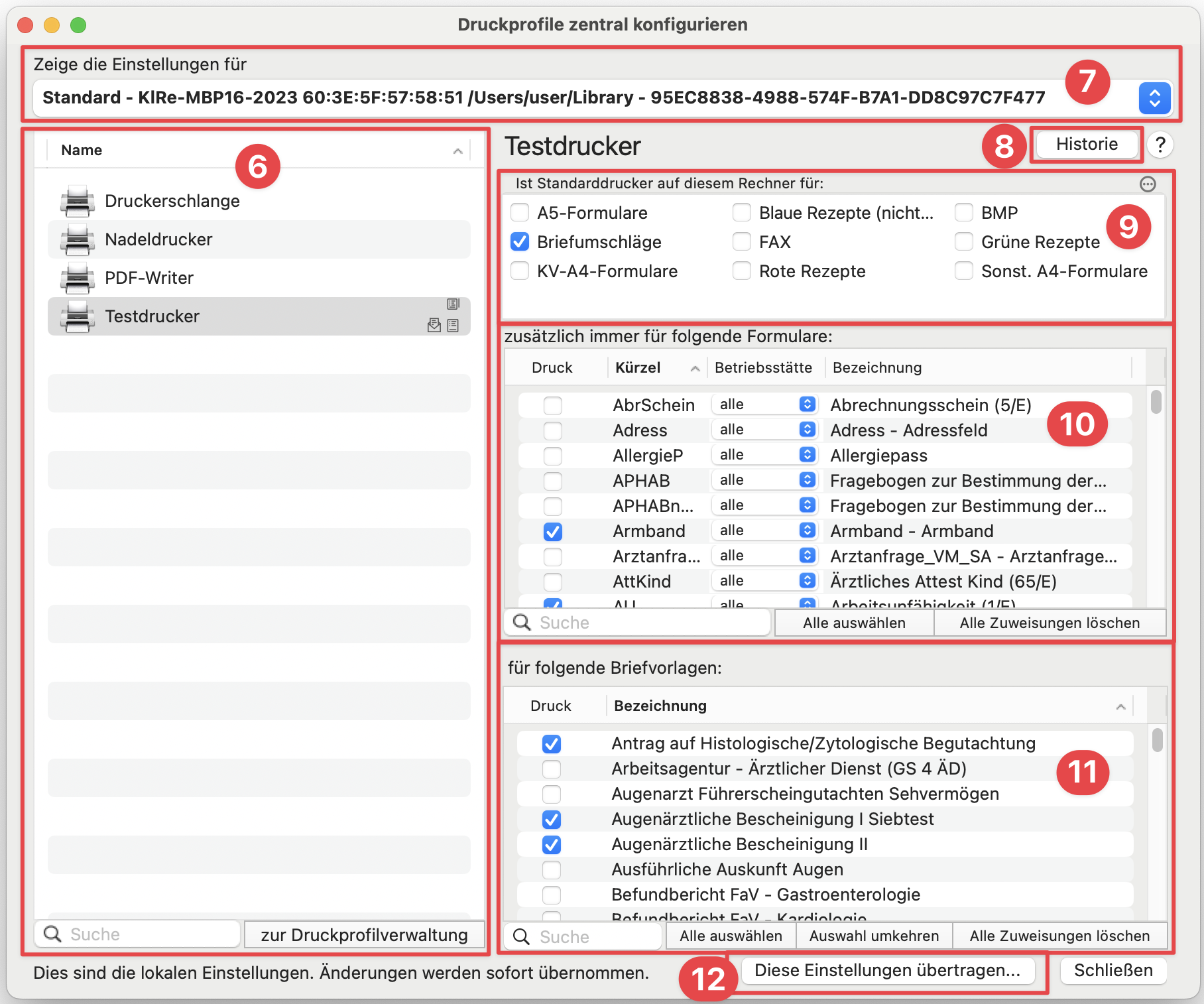 Druckprofile praxisweit konfigurieren 2