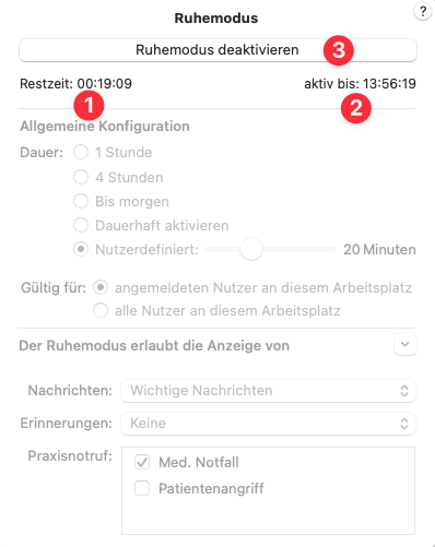tomedo handbuch nachrichten erinnerungen ruhemodus aktiv