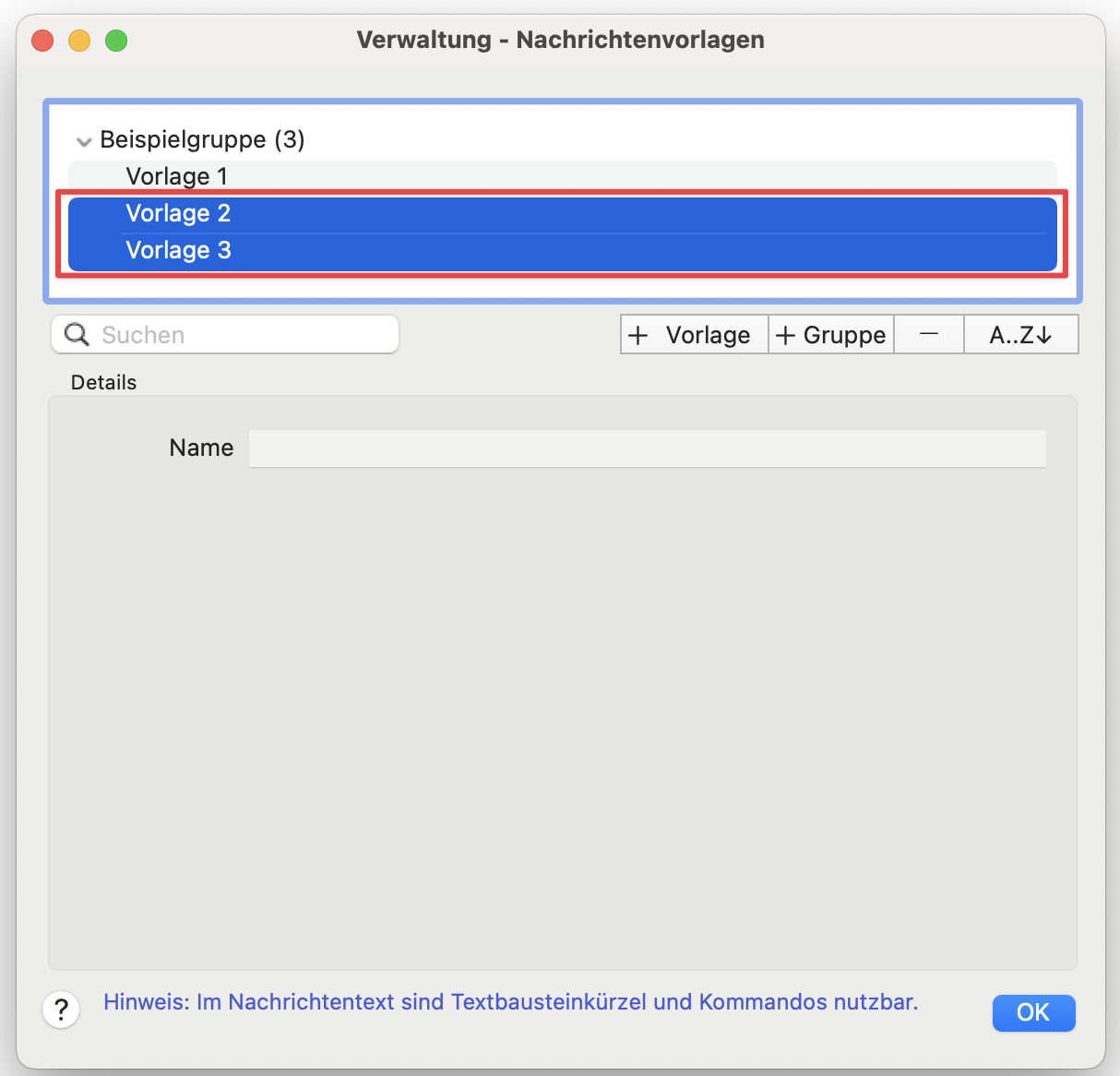 tomedo changelog v153 Verwaltung Nachrichtenvorlagen