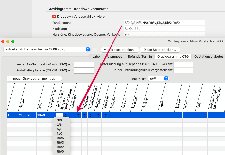 tomedo changelog v153 mutterpass gravidogramm dropdown