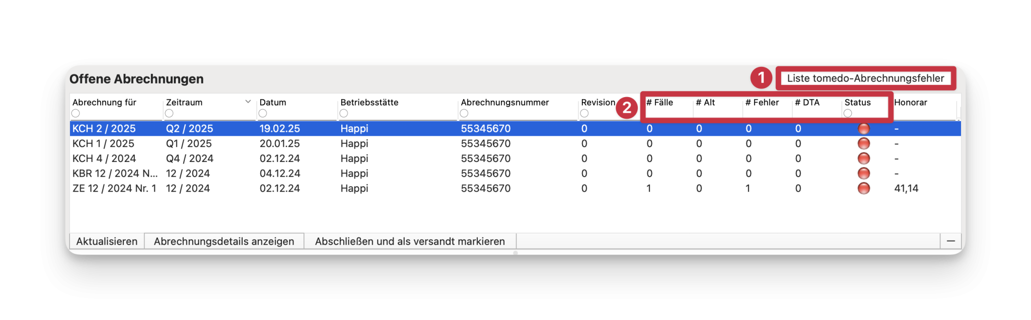tomedo handbuch Fachgruppen Dental Abrechnungsverwaltung KZV Eigenschaften 1