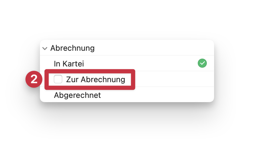 tomedo handbuch Fachgruppen Dental Behandlungsplaner Abrechnung Haekchen