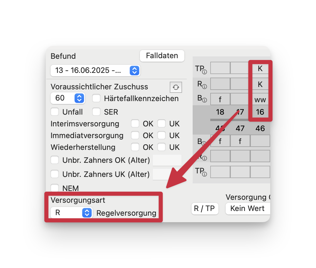tomedo handbuch Fachgruppen Dental Behandlungsplaner Planung Regelversorgung