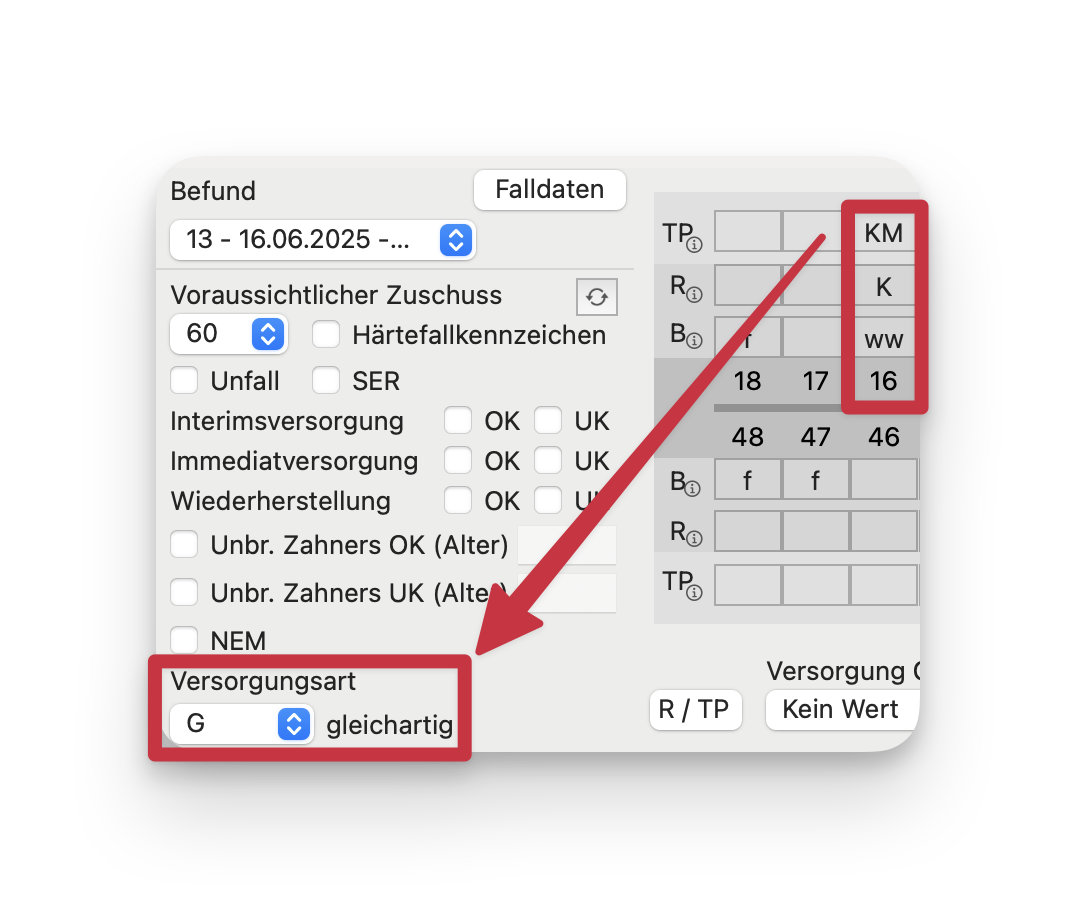 tomedo handbuch Fachgruppen Dental Behandlungsplaner Planung gleichartig