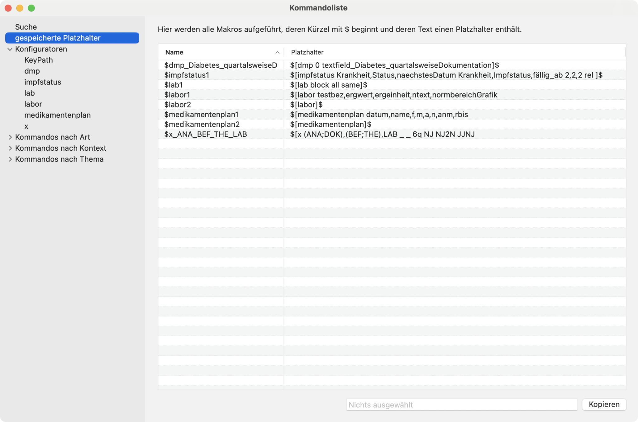 tomedo handbuch briefschreibung kommandoliste neu gespeicherte platzhalter