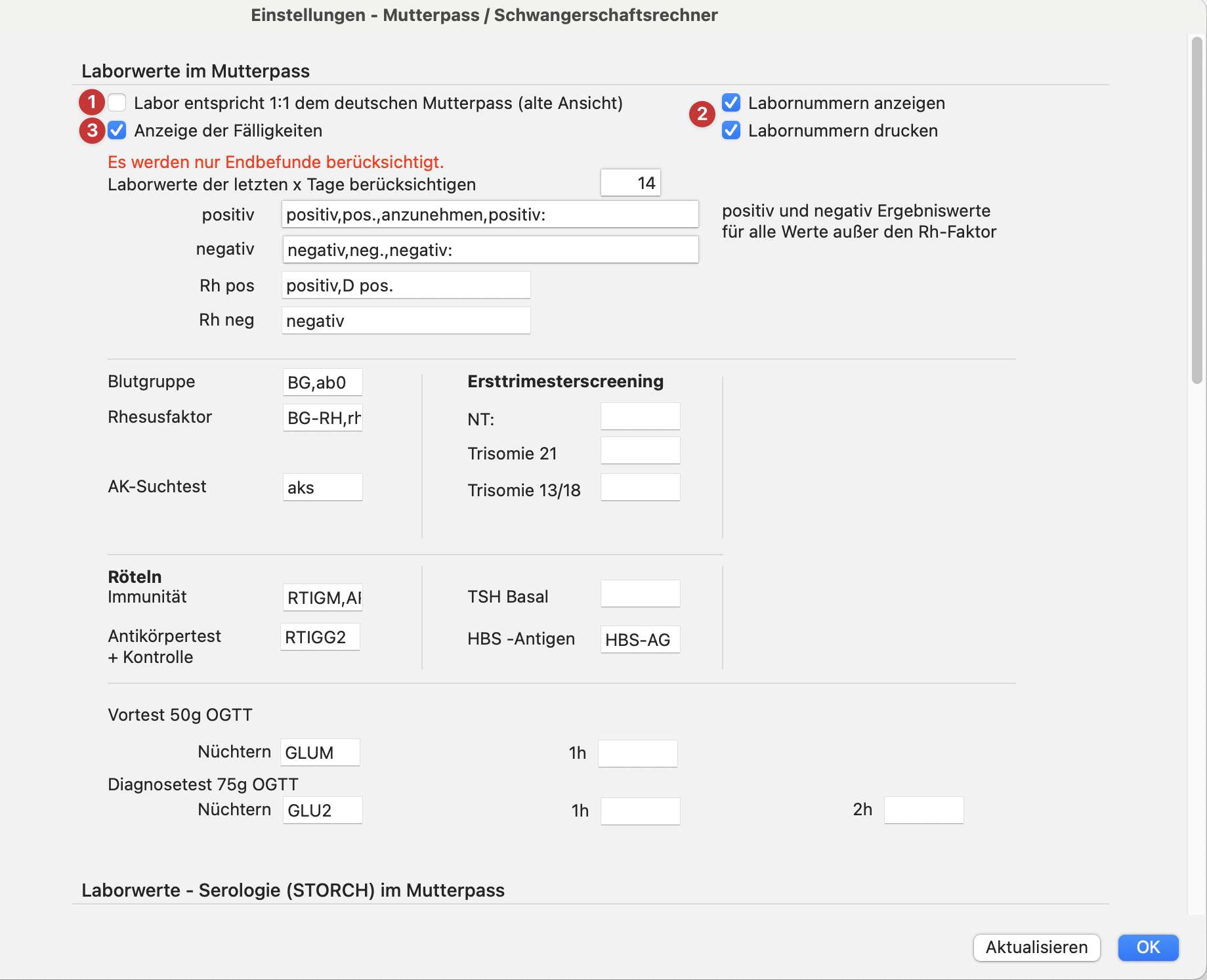 tomedo handbuch mutterpass labor neue ansicht aktivieren