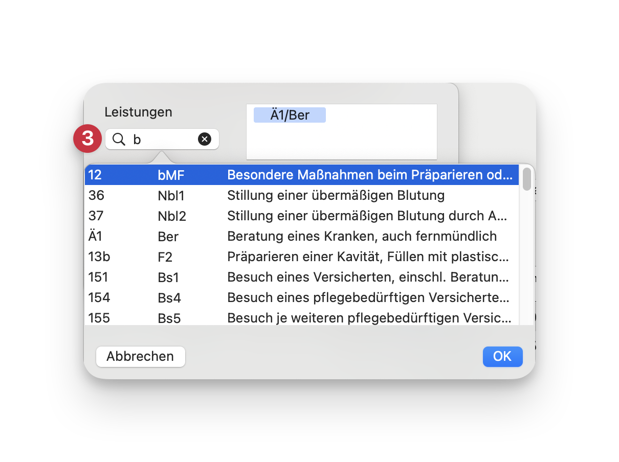 tomedo handbuch Fachgruppen Dental 100 Fall Statistik Aufbau Leistungsbearbeitung suche 1