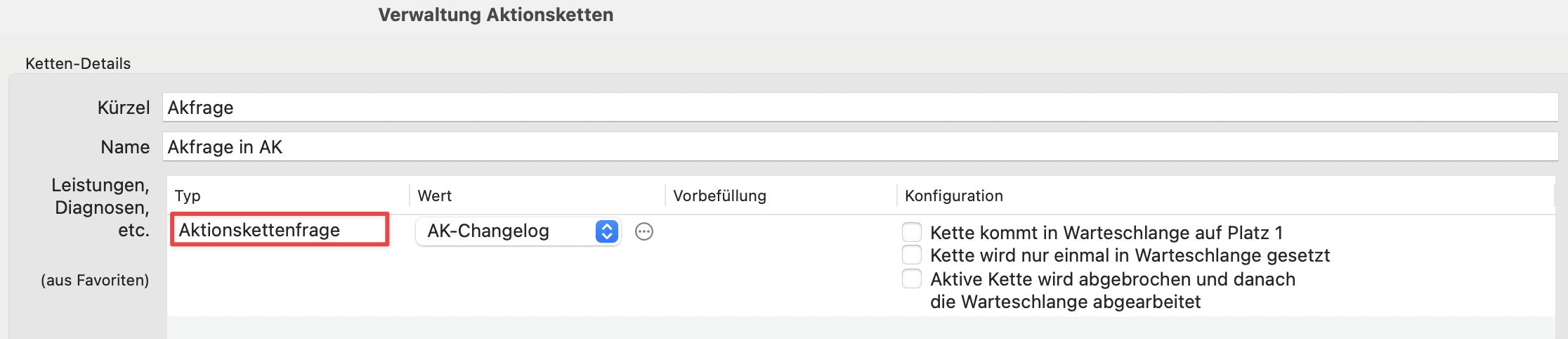 tomedo handbuch aktionskettenfragen verwenden in Aktionsketten