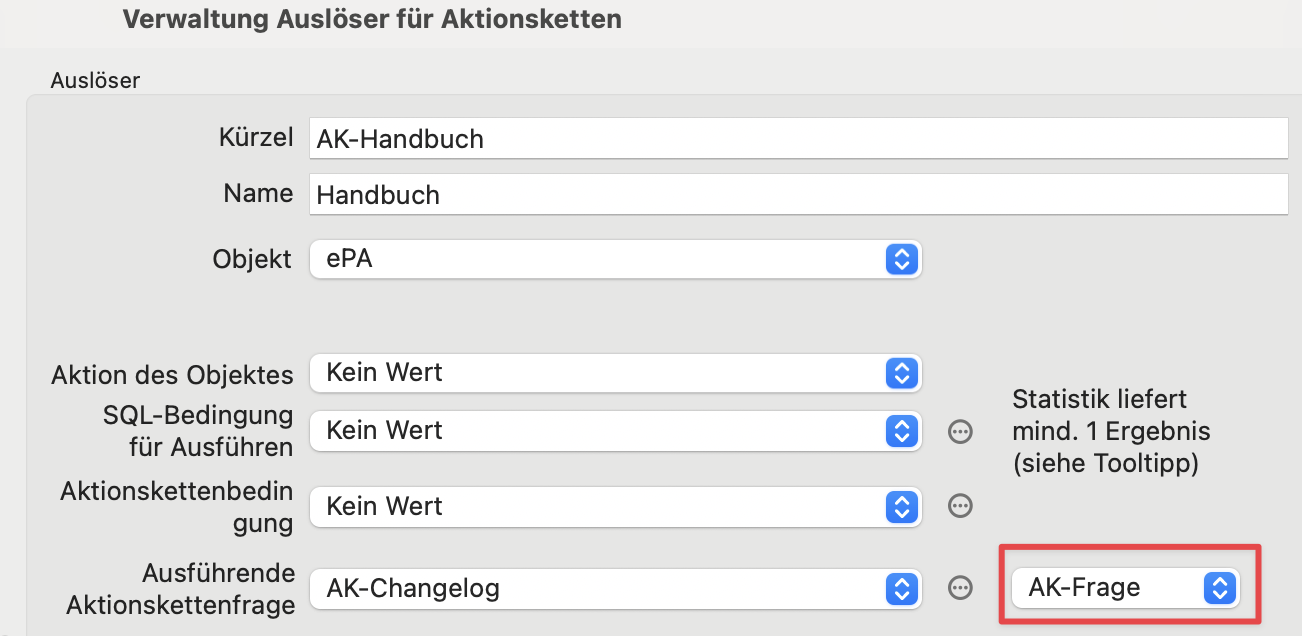 tomedo handbuch aktionskettenfragen verwenden in Aktionskettenausloeser