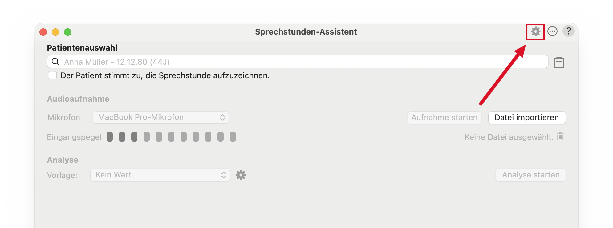 tomedo intelligence Sprachstunden Assistent Vorlagen Button