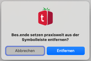 tomedo changelog 155 Icon aus Symbolleiste entfernen