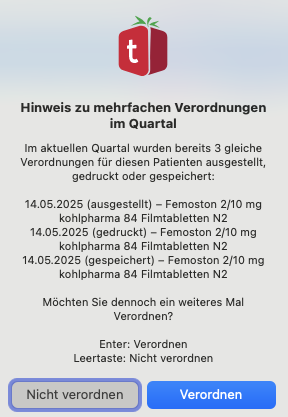 tomedo changelog 155 Mediverordnung hinweis