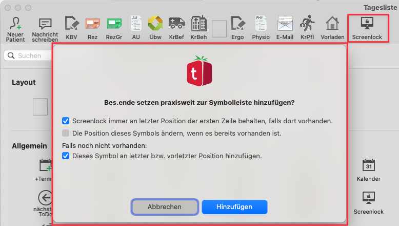 tomedo changelog 155 Neues Icon hinzufuegen