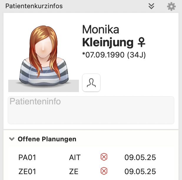 tomedo changelog 155 Planungen Patientenkurzinfos