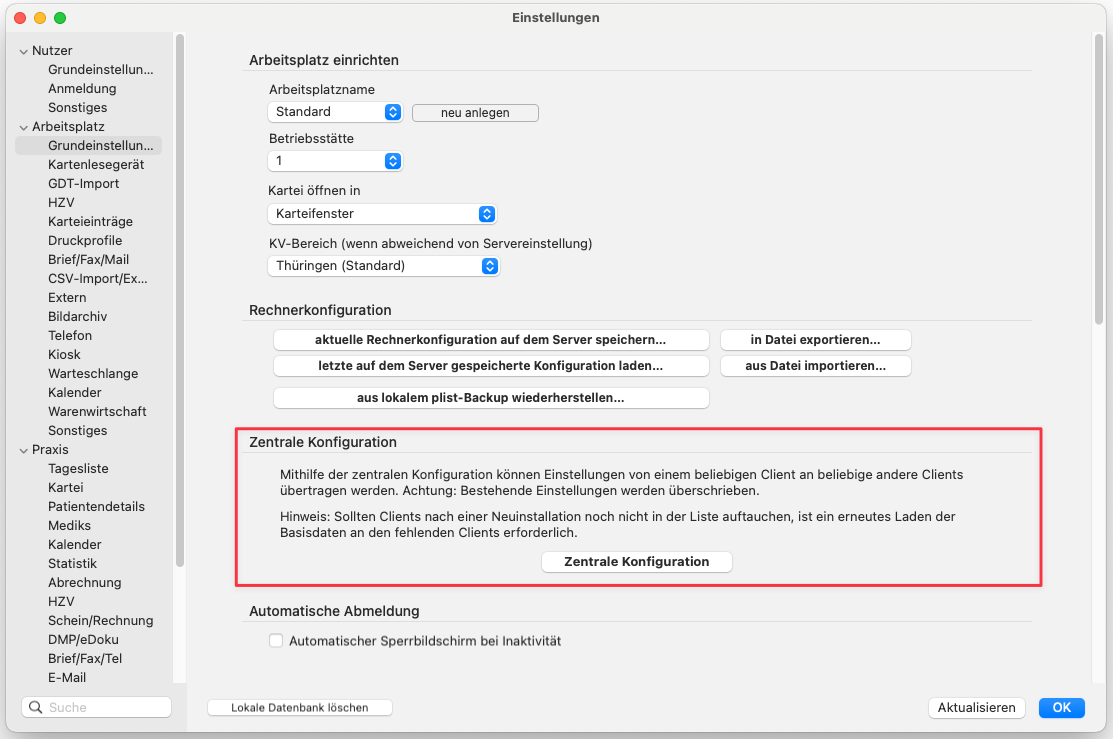 tomedo changelog 155 zentrale konfiguration einstellung