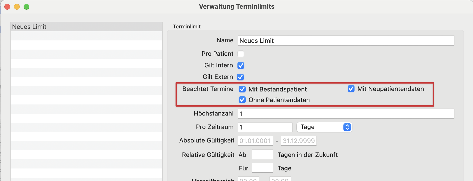 tomedo changelog kalender terminlimits verwaltung bestandspatienten neupatienten