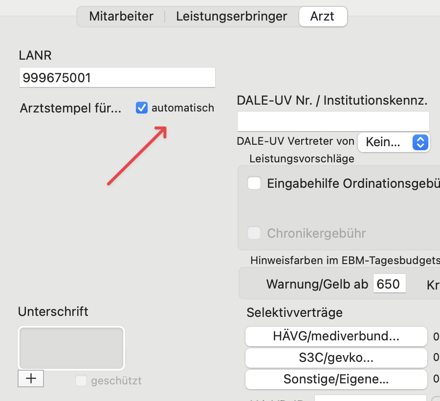 tomedo handbuch arztstempel automatisch