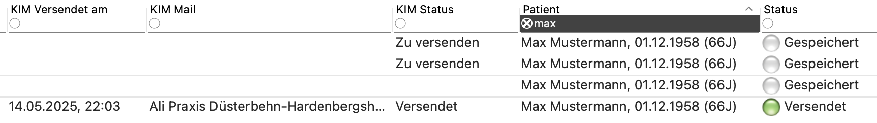 tomedo handbuch erezept kim versand status 1