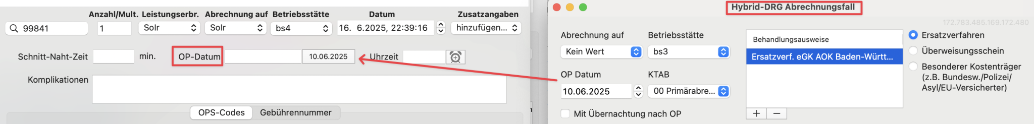 tomedo changelog 156 OP Datum aus HDRG Fall