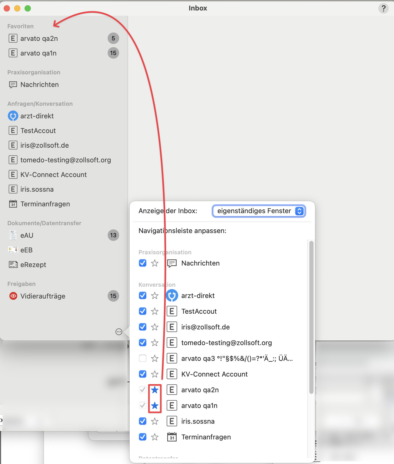 tomedo changelog 156 inbox favoriten