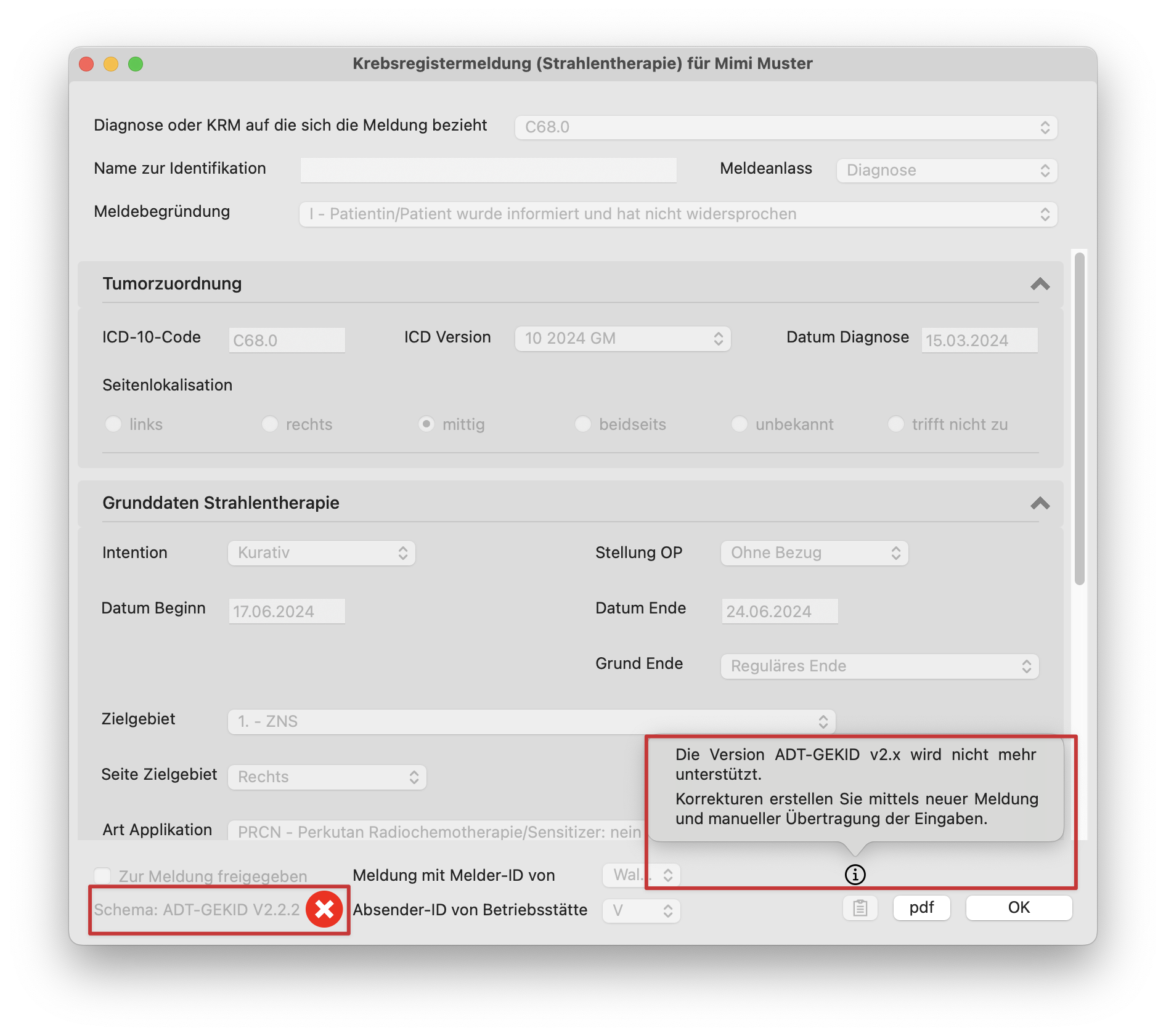tomedo changelog 156 krebsregistermeldung