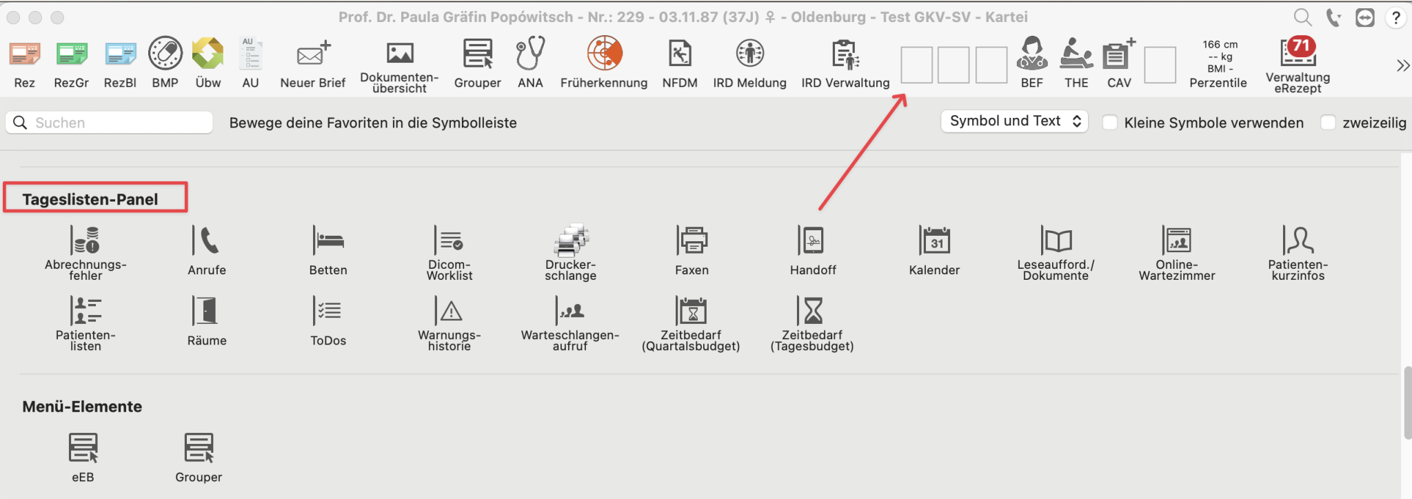 tomedo changelog 156 panel symbolleiste 1