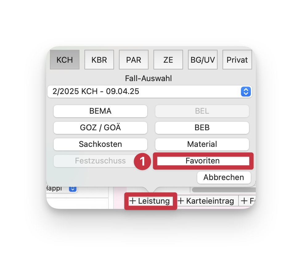 tomedo handbuch Fachgruppen Dental Befundfavoriten Favoriten Pfad 1